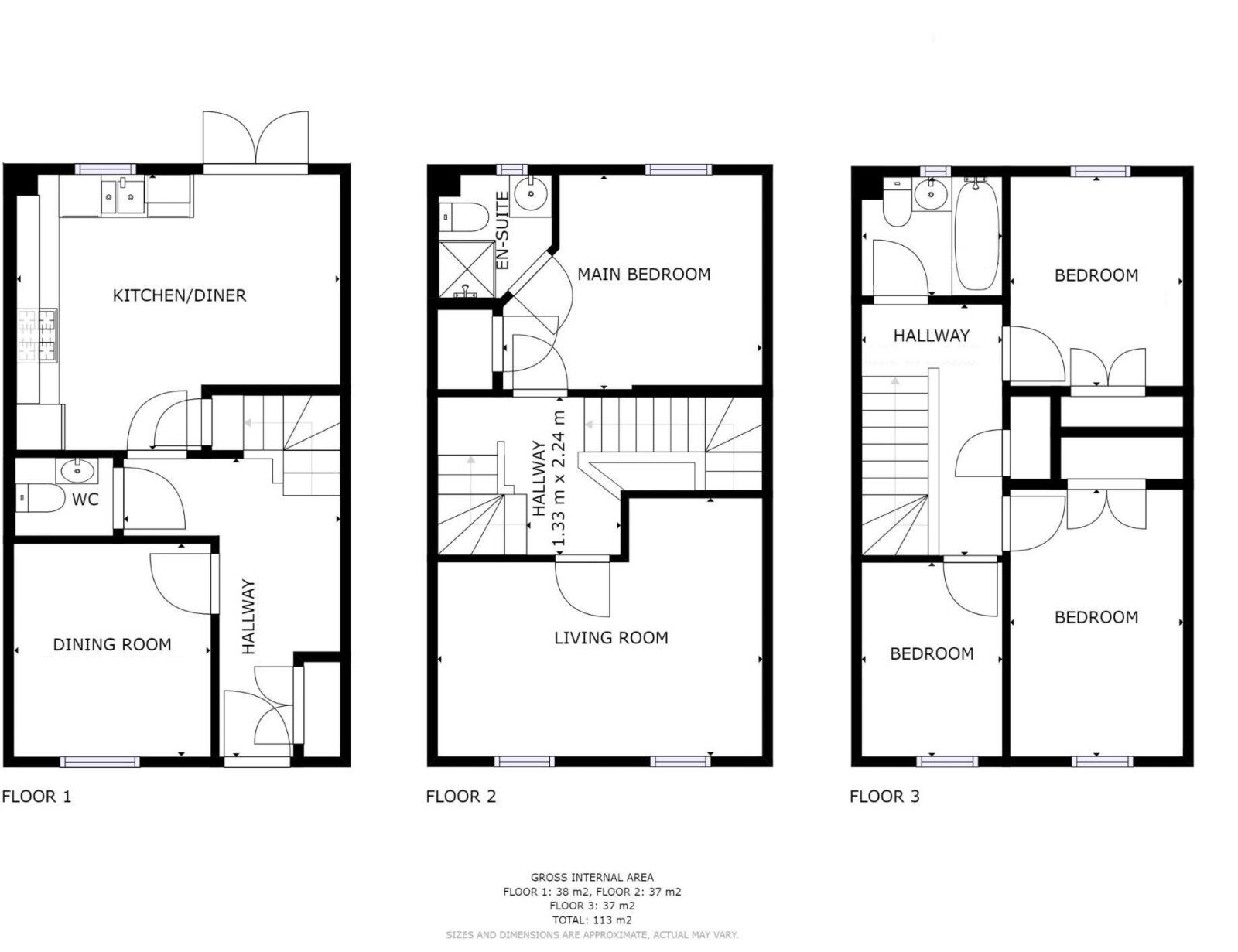 Floorplan of 5 bedroom Mid Terrace House to rent, Chervil Close, Newcastle, Staffordshire, ST5