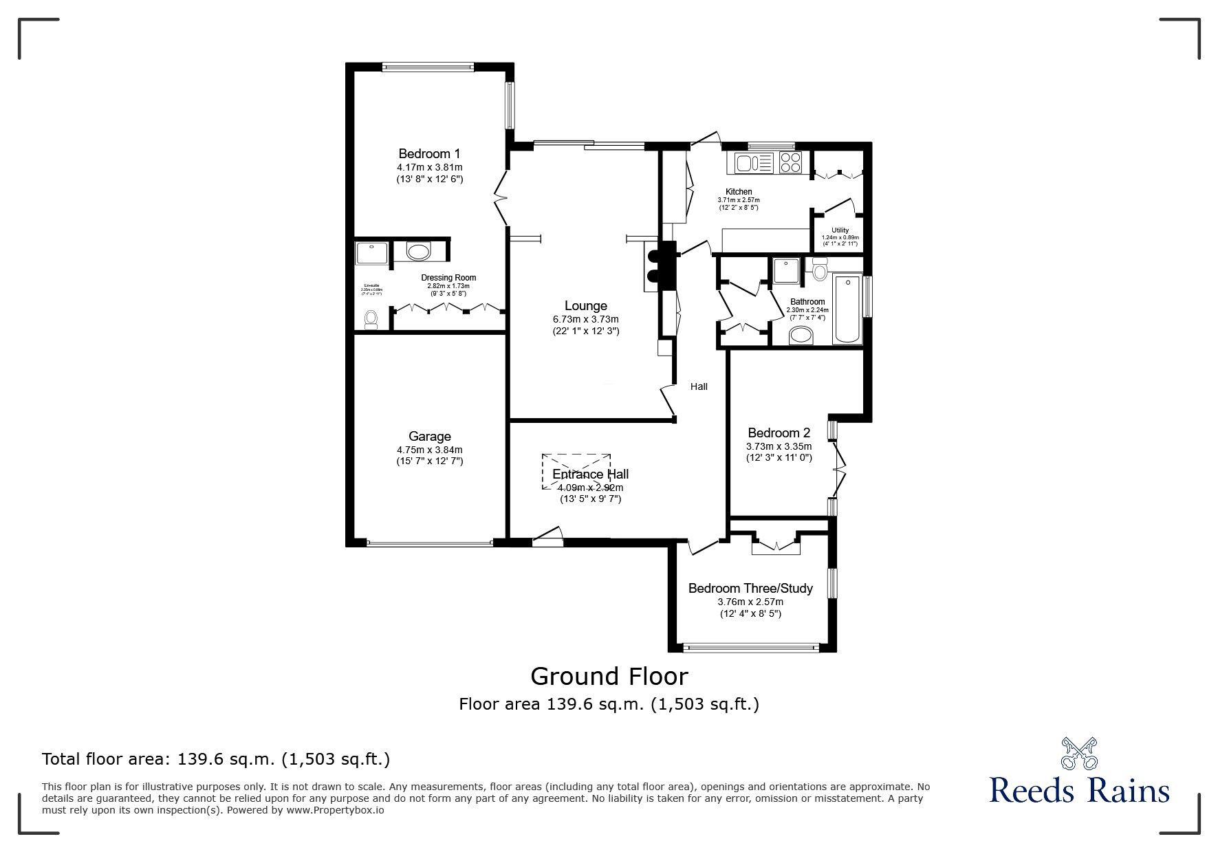 Floorplan of 3 bedroom Detached Bungalow for sale, Roe Lane, Newcastle, Staffordshire, ST5