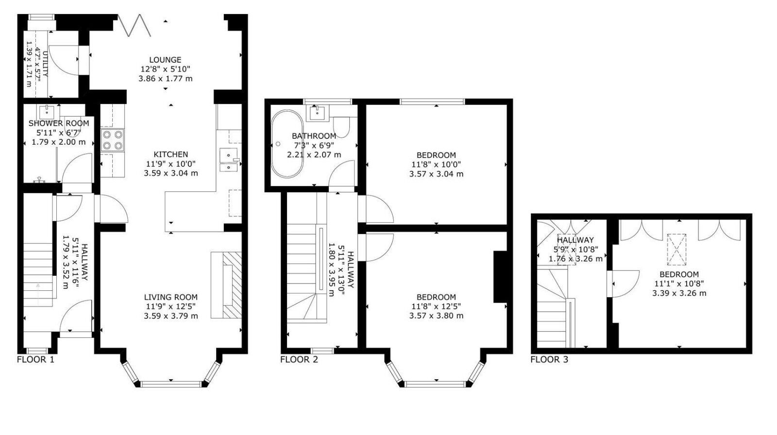 Floorplan of 3 bedroom End Terrace House for sale, Albert Street, Newcastle, Staffordshire, ST5