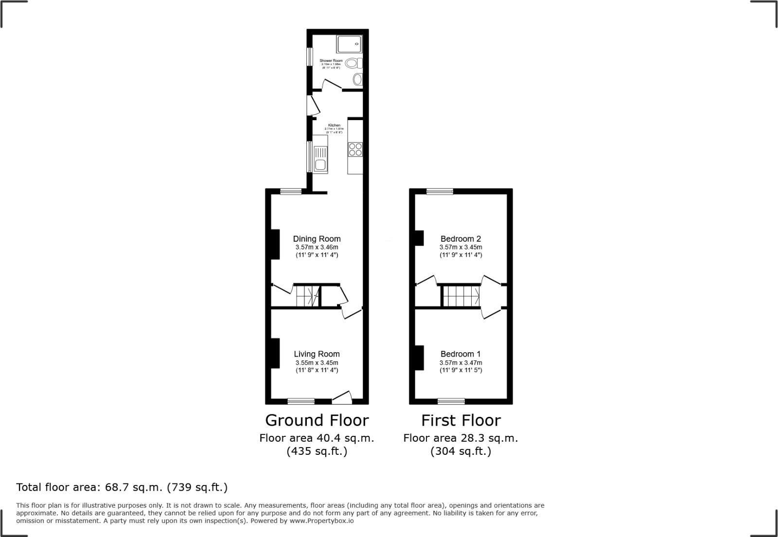 Floorplan of 2 bedroom Mid Terrace House to rent, Minshall Street, Stoke-on-Trent, Staffordshire, ST4
