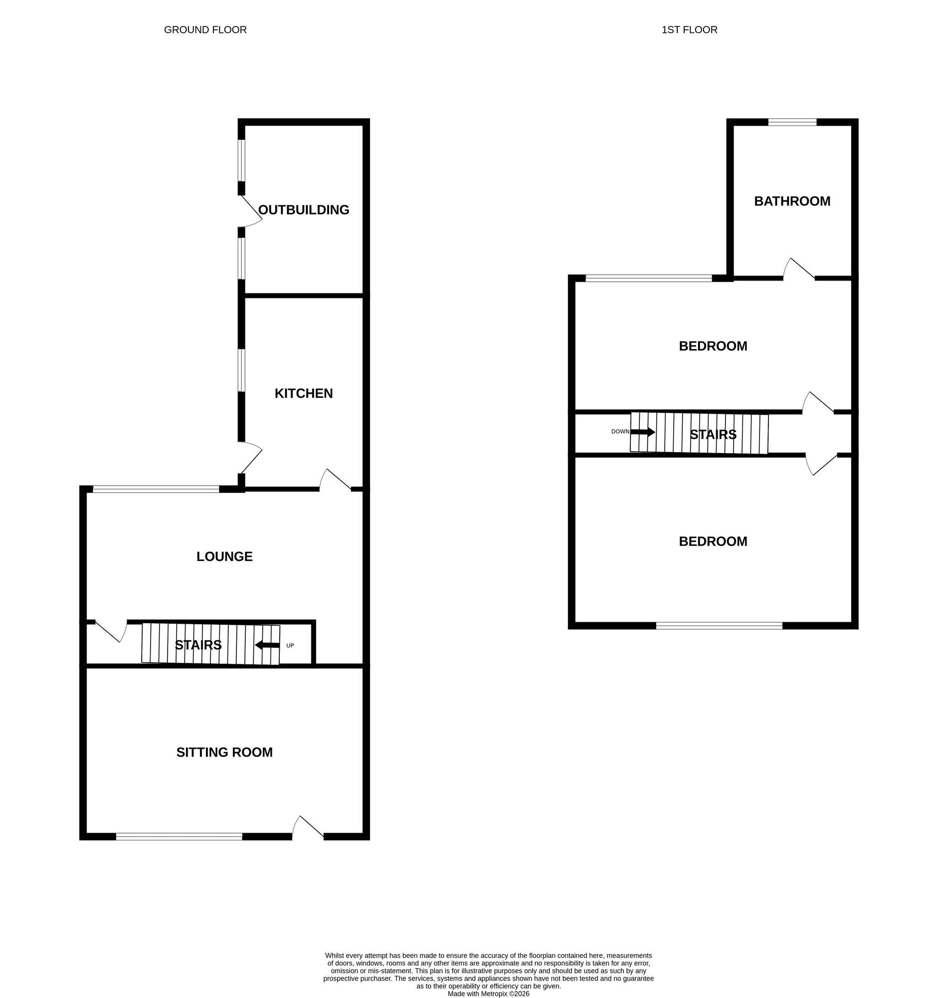 Floorplan of 2 bedroom Mid Terrace House for sale, Victoria Street, Chesterton, Staffordshire, ST5