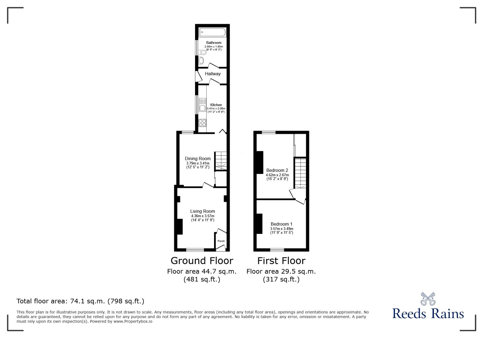 Floorplan of 2 bedroom Mid Terrace House to rent, Fielding Street, Stoke-on-Trent, Staffordshire, ST4