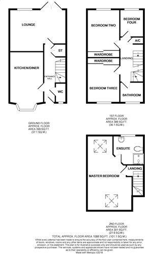 Floorplan of 4 bedroom Mid Terrace House to rent, Chervil Close, Newcastle, Staffordshire, ST5