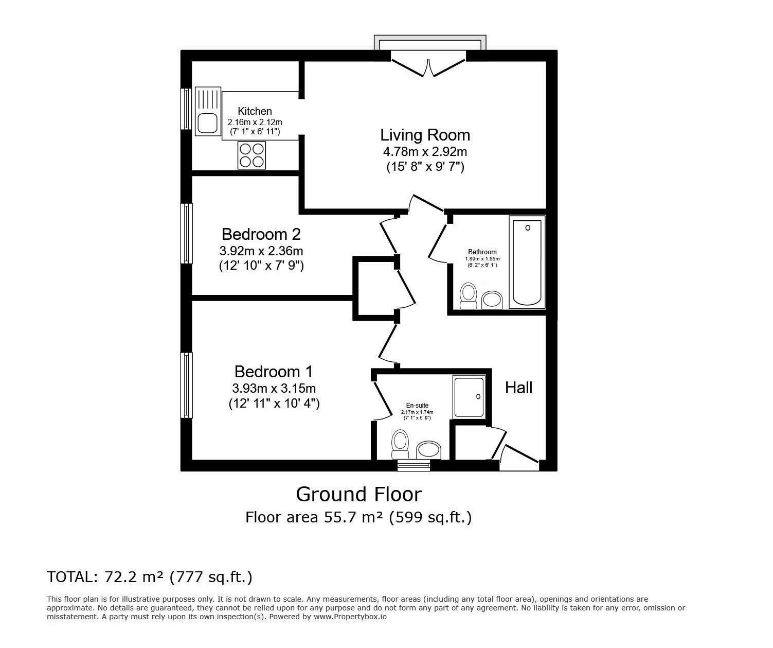 Floorplan of 2 bedroom Flat for sale, Archers Walk, Stoke-on-Trent, Staffordshire, ST4