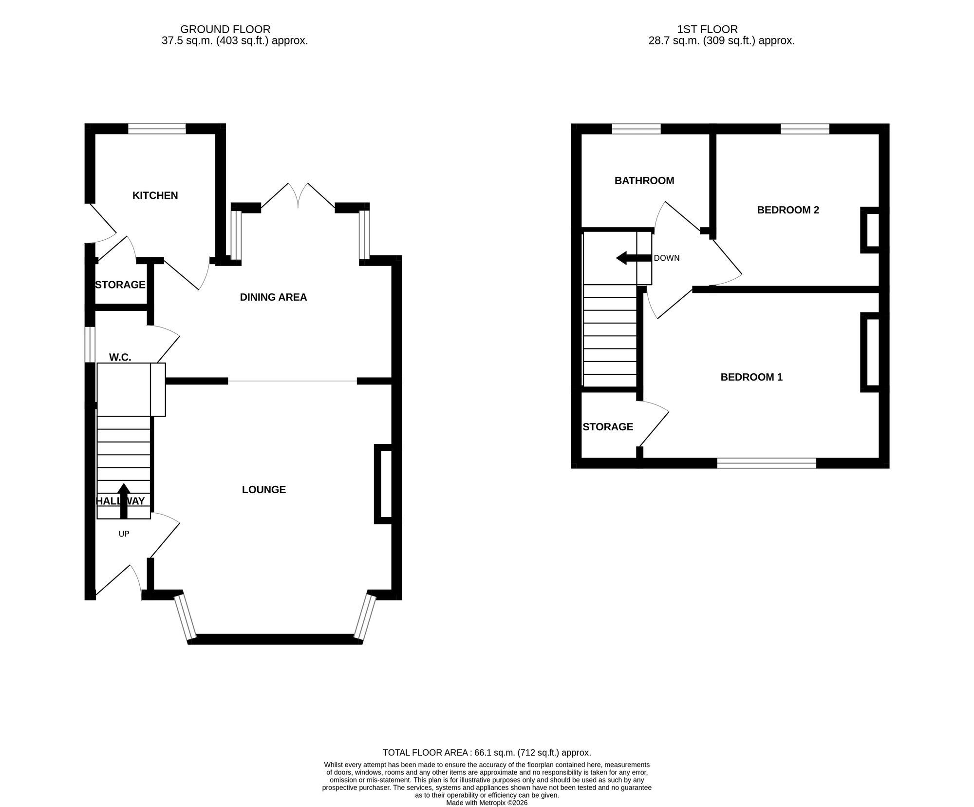 Floorplan of 2 bedroom Semi Detached House for sale, St. Thomas Place, Stoke-on-Trent, Staffordshire, ST4
