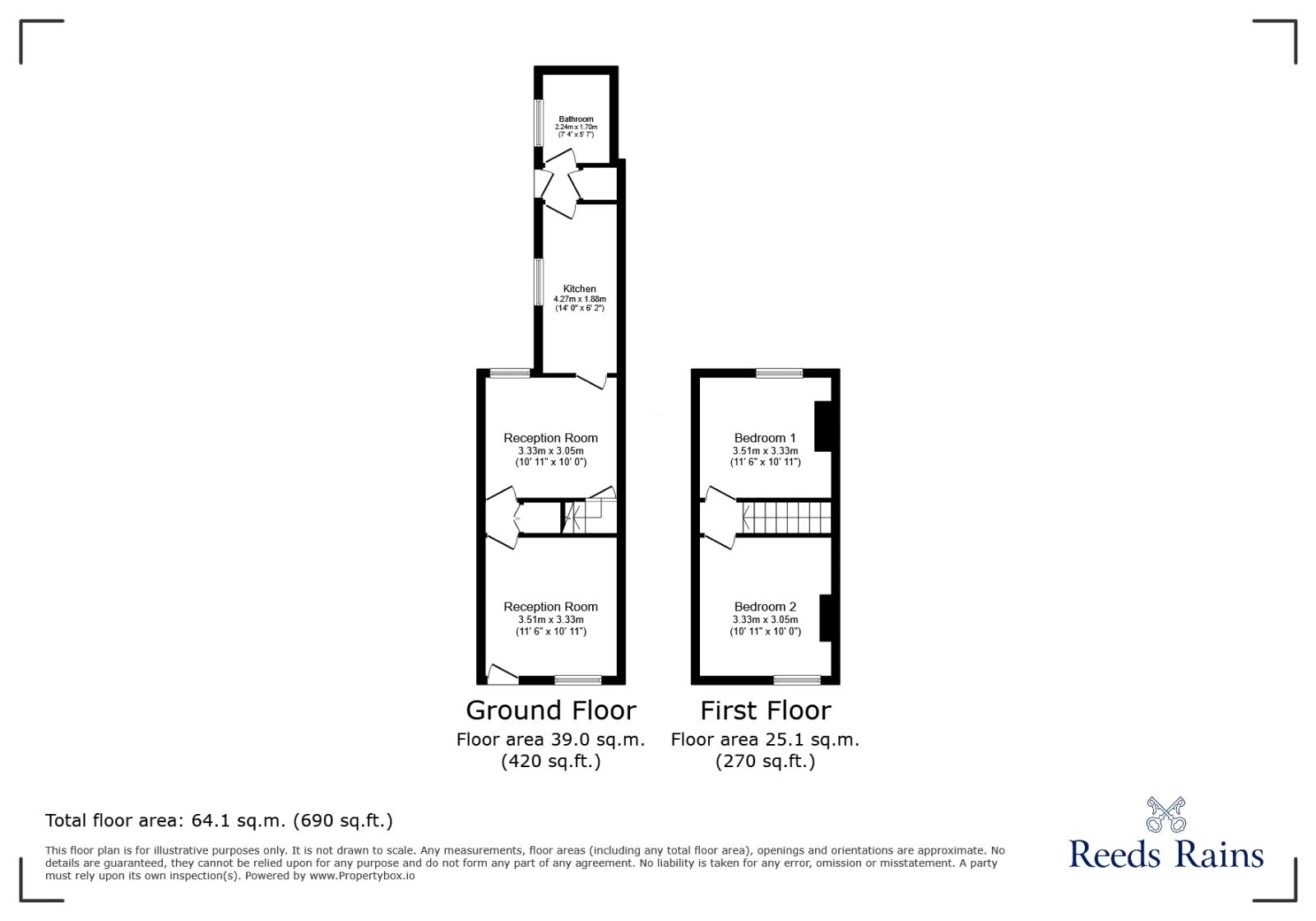 Floorplan of 2 bedroom Mid Terrace House to rent, Elphinstone Road, Stoke-on-Trent, Staffordshire, ST4