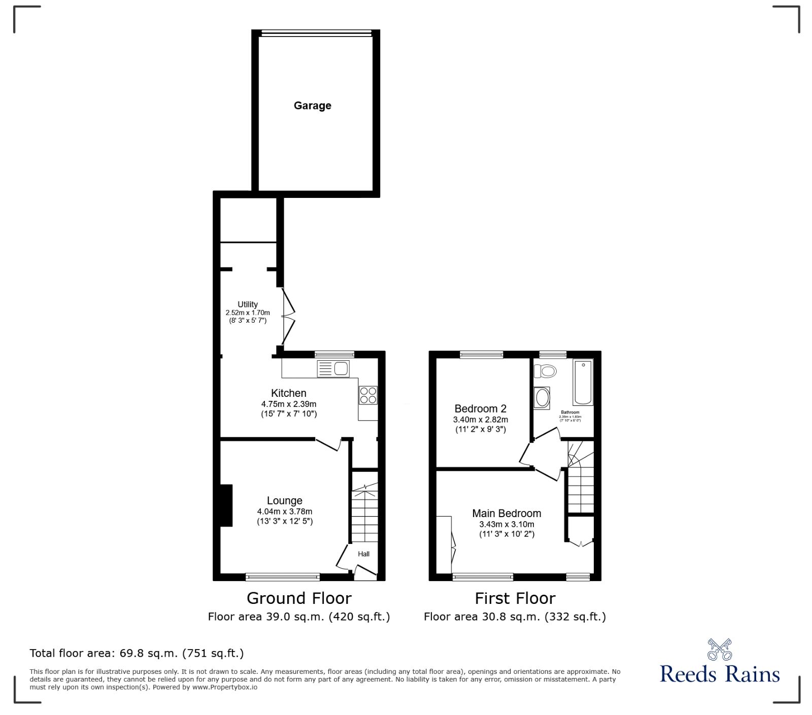 Floorplan of 2 bedroom Mid Terrace House to rent, Marlborough Street, Stoke-on-Trent, Staffordshire, ST4