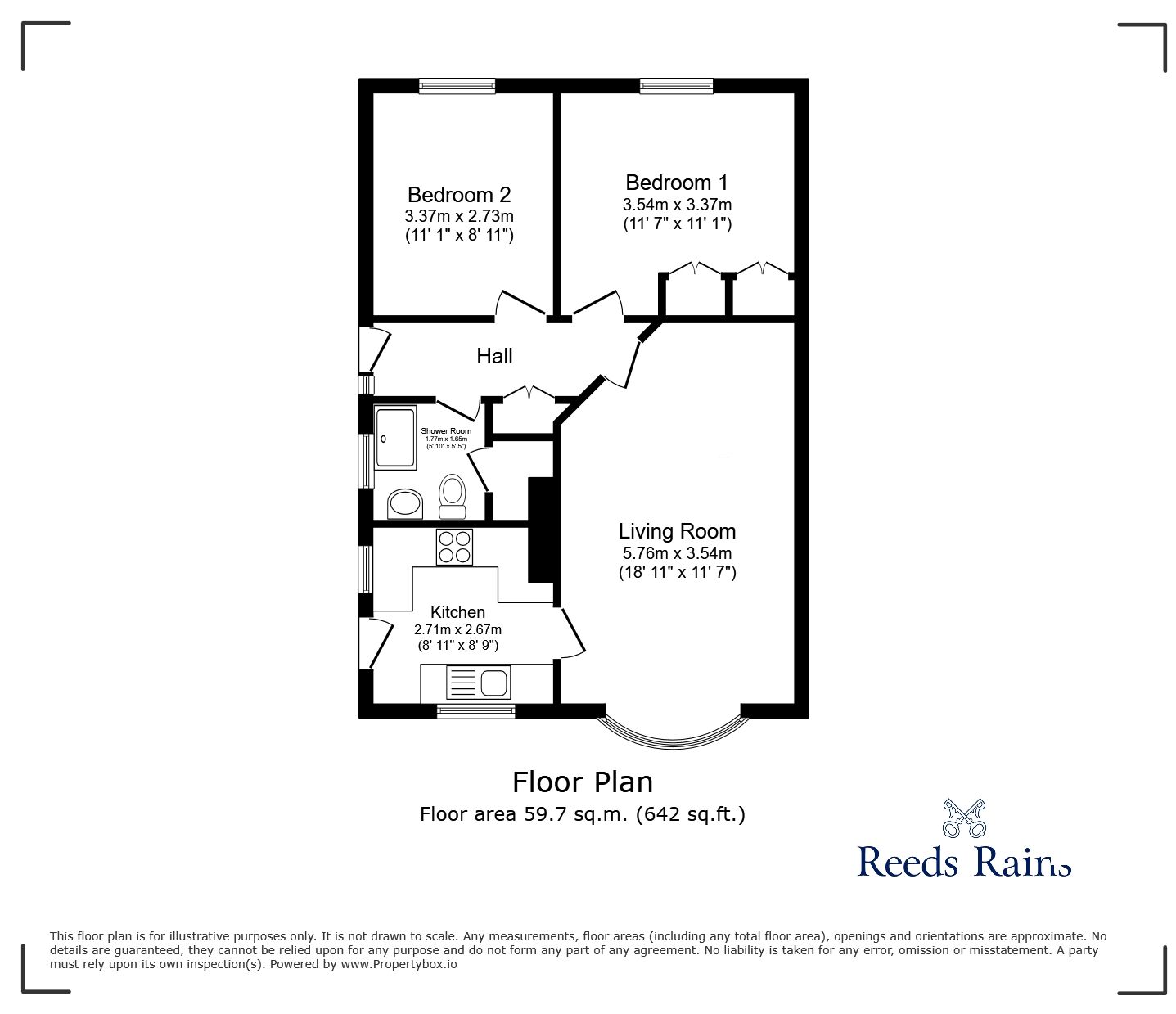 Floorplan of 2 bedroom Semi Detached Bungalow to rent, Stubbsfield Road, Newcastle, Staffordshire, ST5