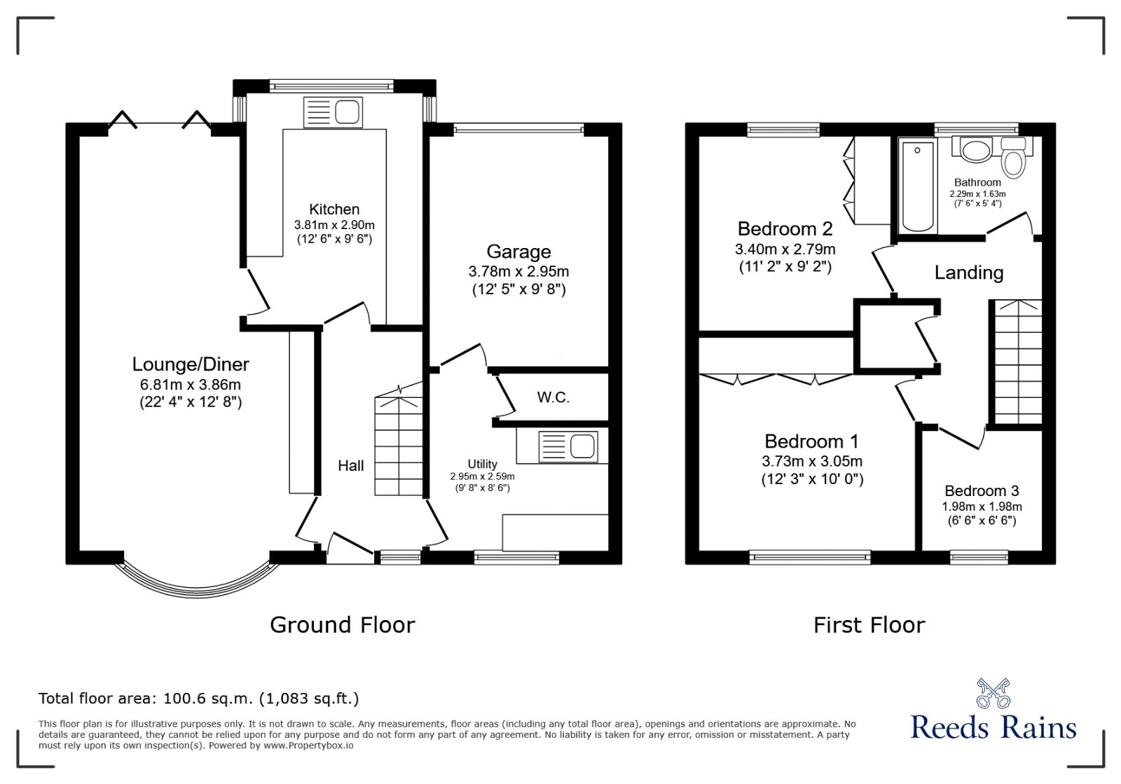 Floorplan of 3 bedroom Semi Detached House for sale, Uttoxeter Road, Blythe Bridge, Staffordshire, ST11