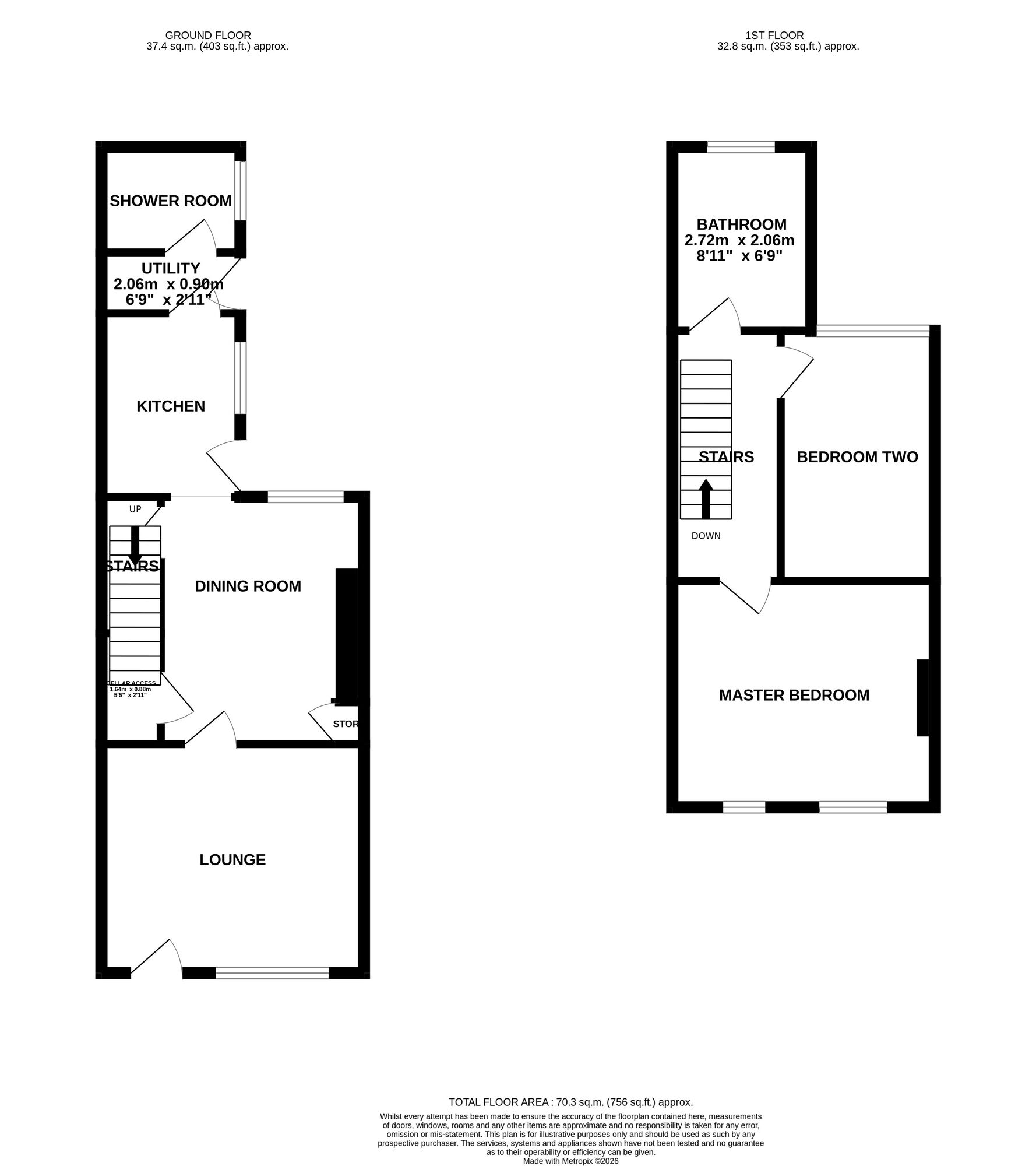 Floorplan of 2 bedroom Mid Terrace House for sale, Well Street, Newcastle, Staffordshire, ST5
