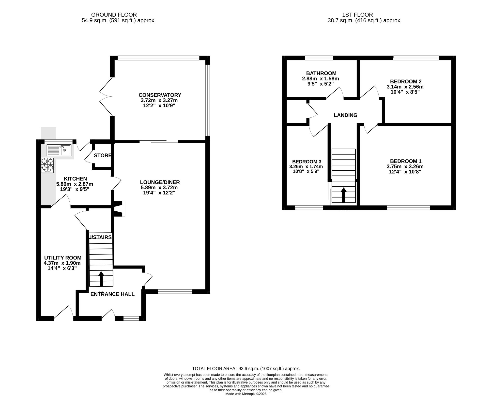 Floorplan of 3 bedroom Mid Terrace House for sale, Dart Place, Newcastle, Staffordshire, ST5
