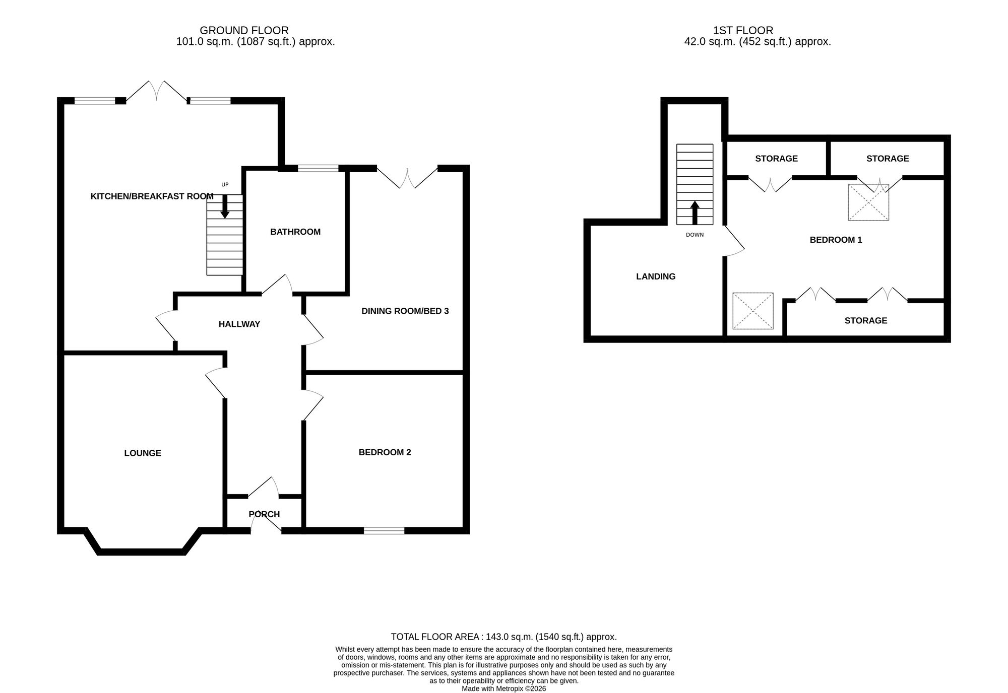 Floorplan of 3 bedroom Semi Detached Bungalow for sale, Dimsdale Parade West, Newcastle, Staffordshire, ST5