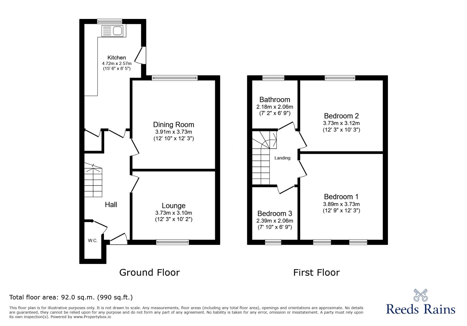Floorplan of 3 bedroom Mid Terrace House for sale, Roberts Avenue, Newcastle, Staffordshire, ST5