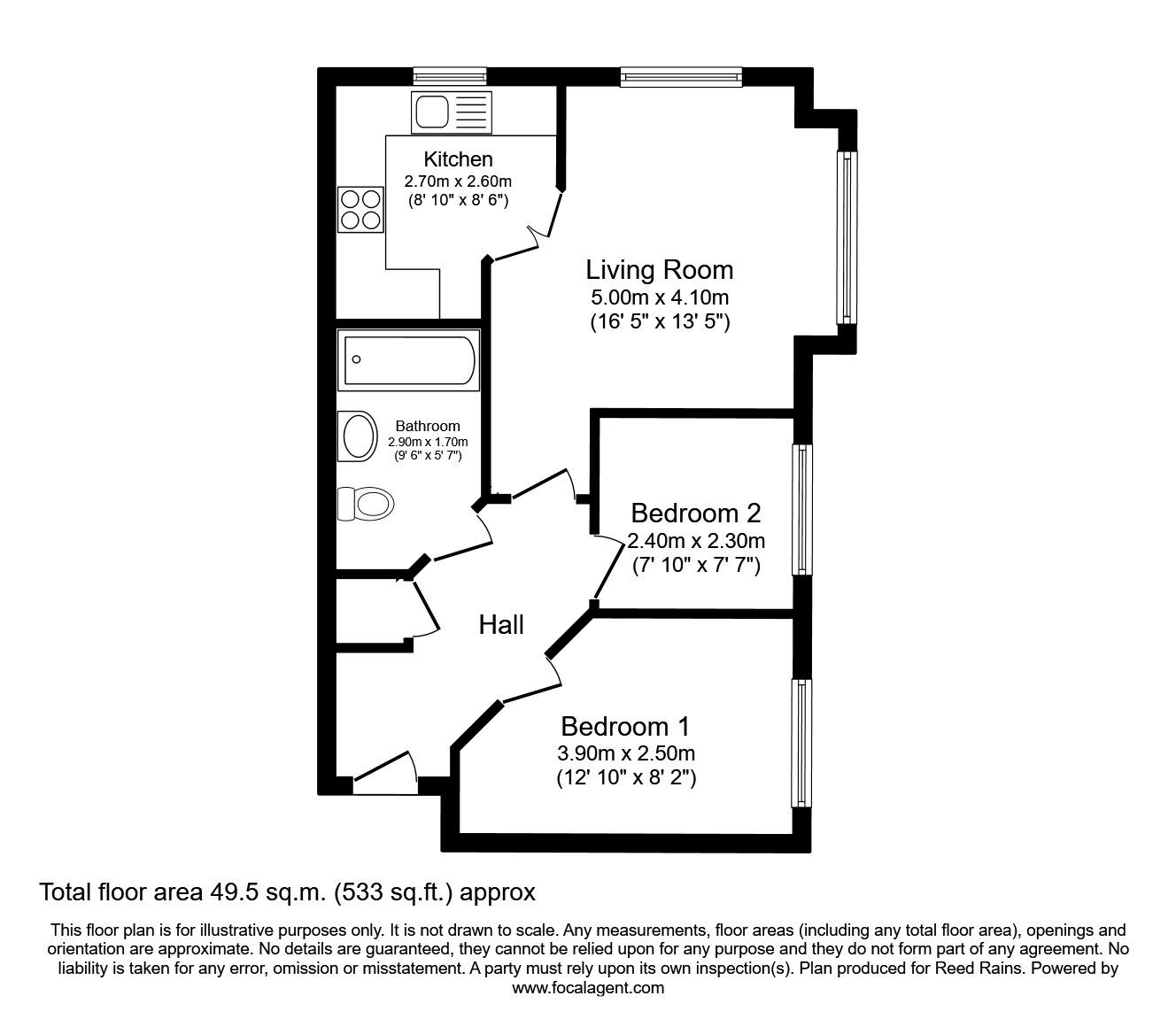 Floorplan of 2 bedroom  Flat to rent, Actonville Avenue, Wythenshawe, Greater Manchester, M22
