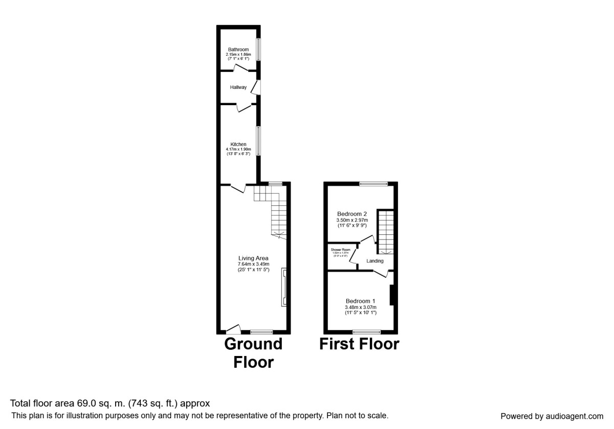 Floorplan of 2 bedroom Mid Terrace House to rent, Greenall Road, Northwich, Cheshire, CW9