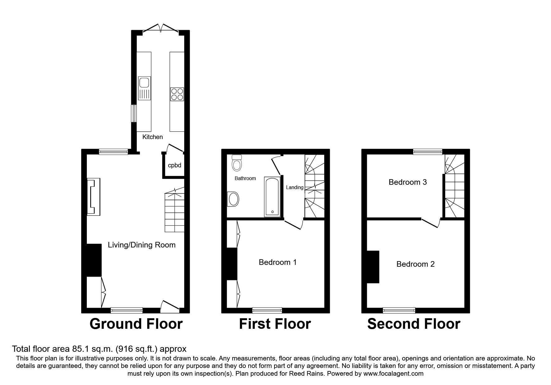 Floorplan of 2 bedroom Mid Terrace House to rent, London Road, Northwich, Cheshire, CW9