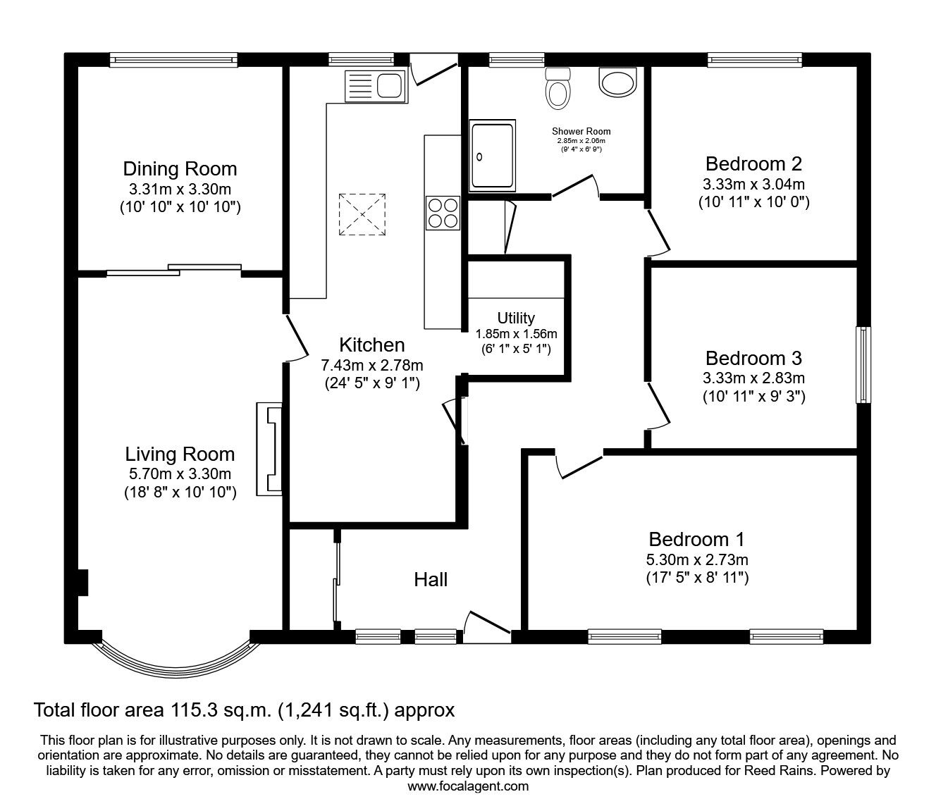 Floorplan of 3 bedroom  Bungalow to rent, Hough Lane, Comberbach, Cheshire, CW9