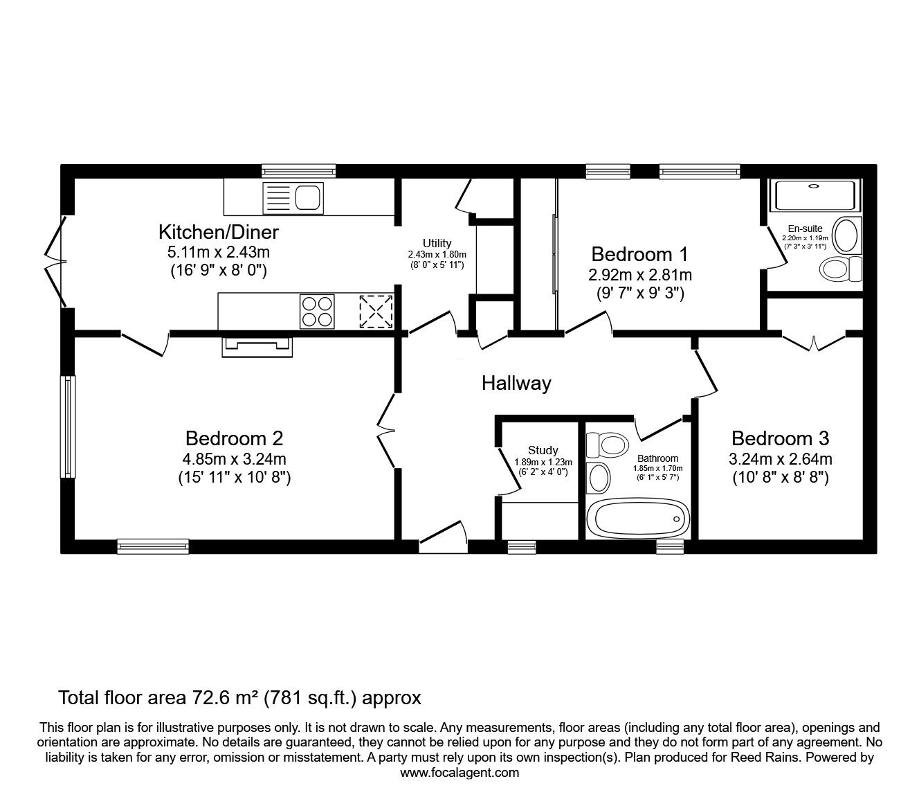Floorplan of 2 bedroom Detached Property for sale, Chester Road, Oakmere, Cheshire, CW8