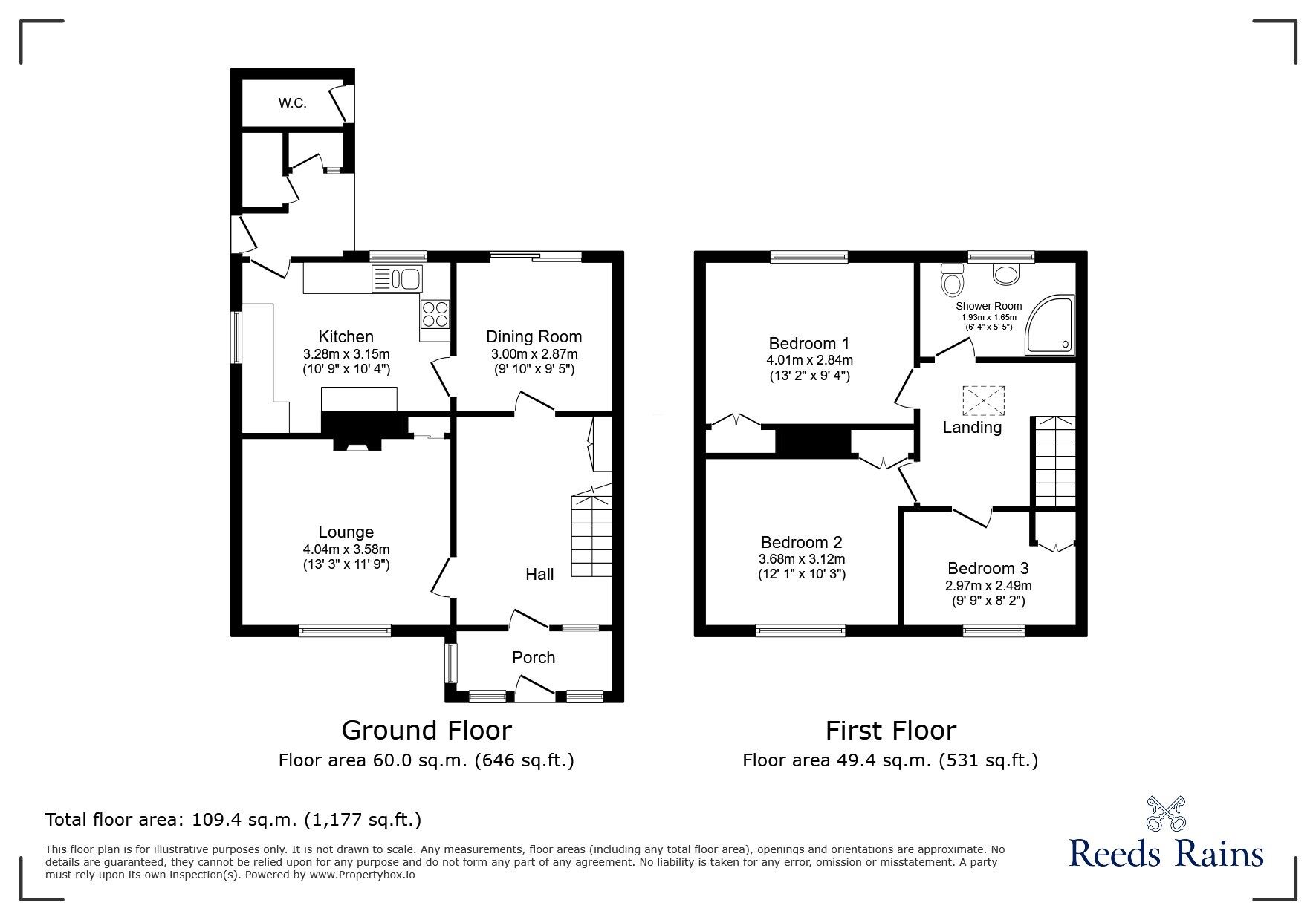 Floorplan of 3 bedroom End Terrace House for sale, Clifton Drive, Northwich, Cheshire, CW9