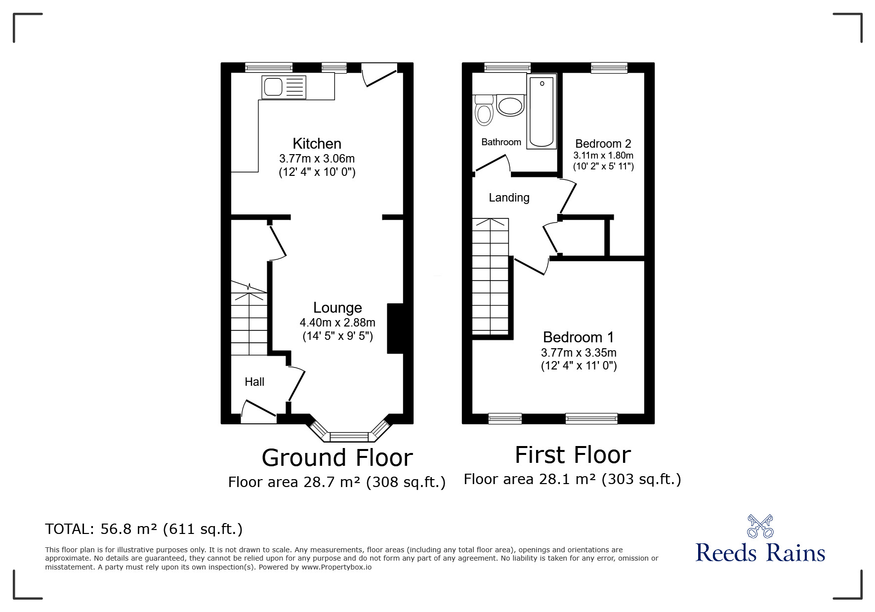 Floorplan of 2 bedroom Mid Terrace House to rent, Malpas Road, Northwich, Cheshire, CW9