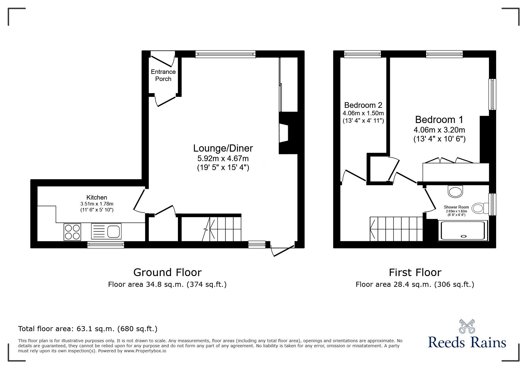 Floorplan of 2 bedroom Semi Detached Property for sale, Senna Lane, Comberbach, Cheshire, CW9