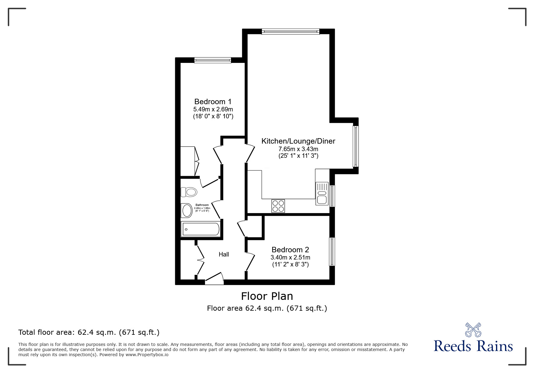 Floorplan of 2 bedroom  Flat for sale, Freshwater View, Northwich, Cheshire, CW8
