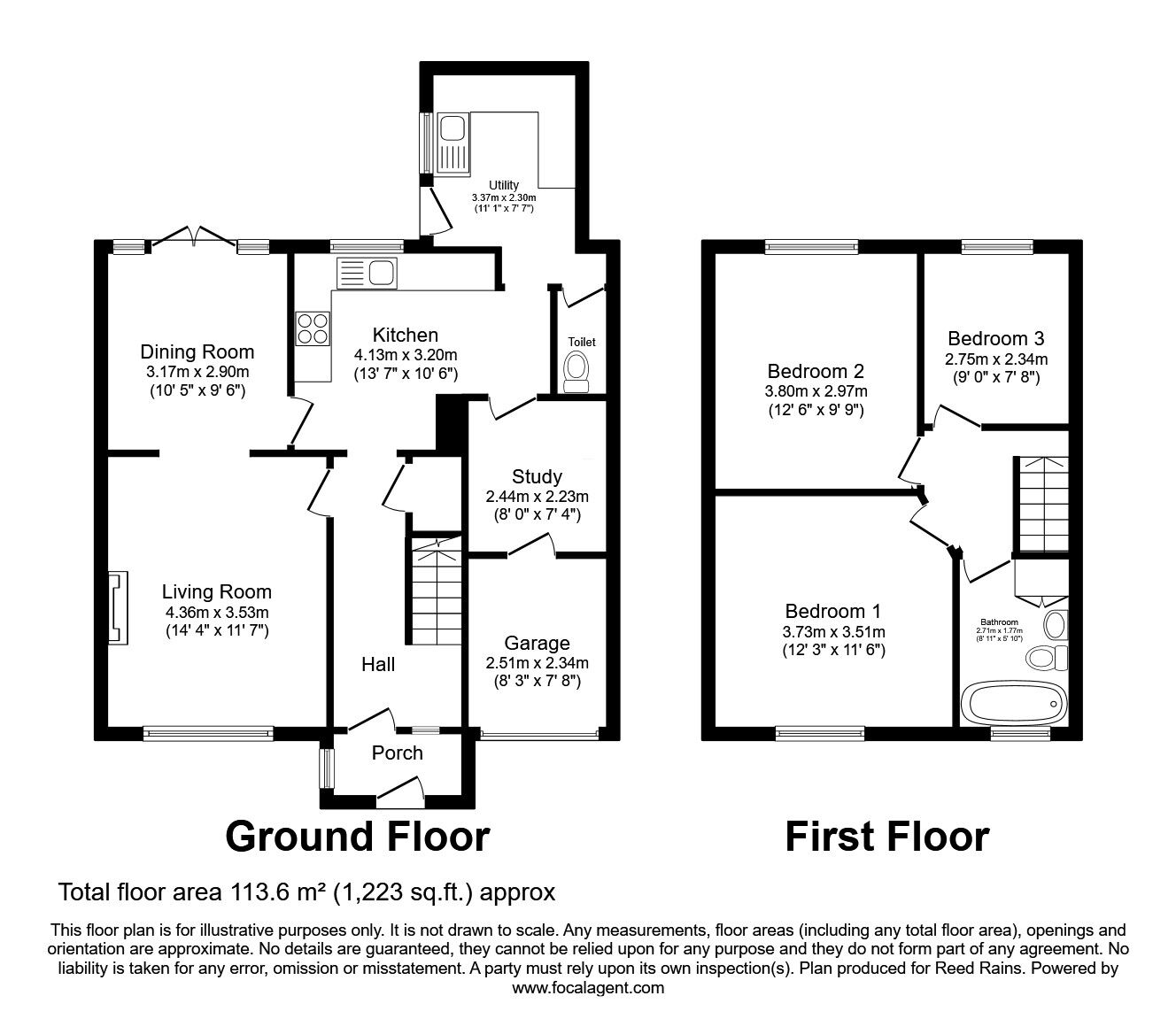 Floorplan of 3 bedroom Link Detached House for sale, Birch Grove, Lostock Green, Cheshire, CW9