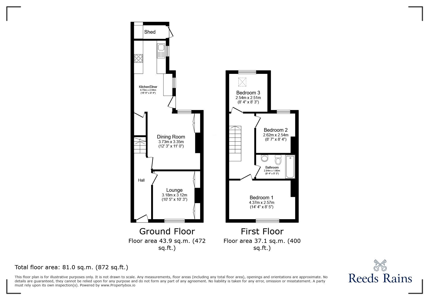 Floorplan of 3 bedroom Mid Terrace House for sale, Royle Street, Northwich, Cheshire, CW9