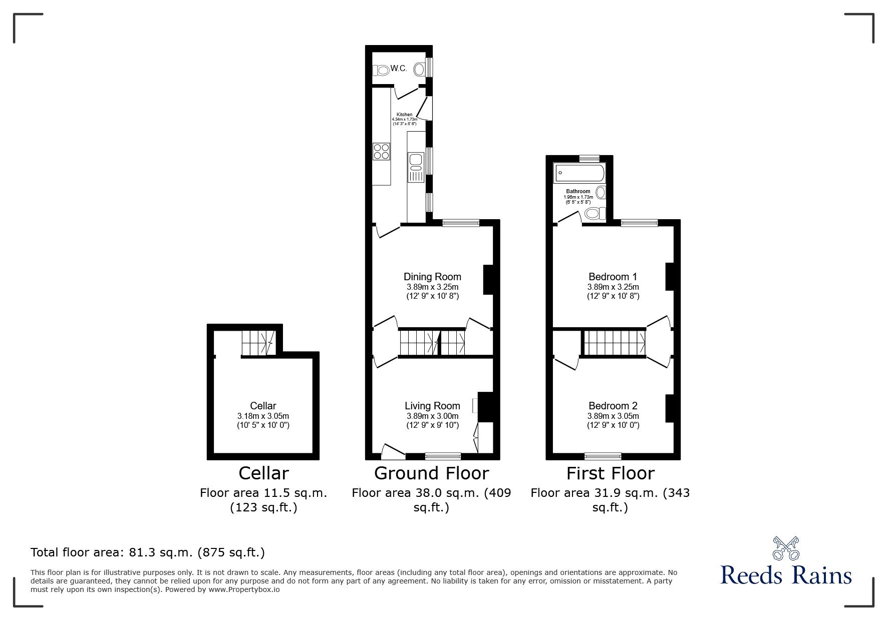 Floorplan of 2 bedroom Mid Terrace House to rent, Lower Haig Street, Winsford, Cheshire, CW7