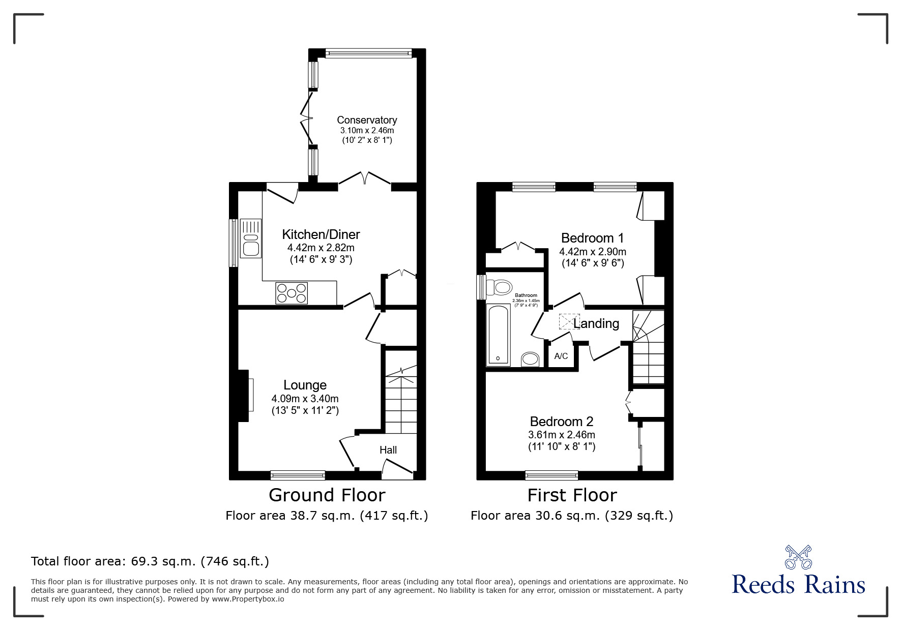 Floorplan of 2 bedroom End Terrace House for sale, Holly Road, Weaverham, Cheshire, CW8