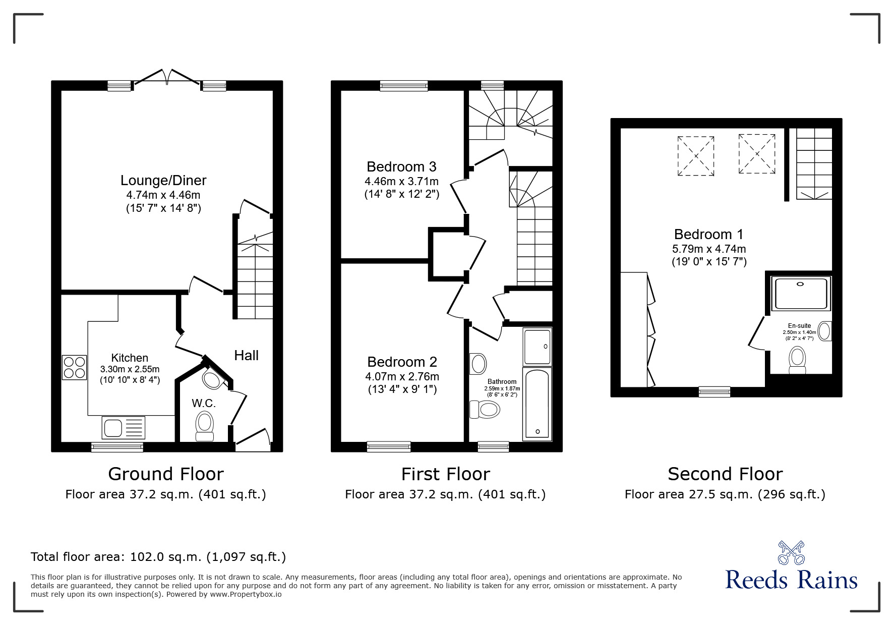 Floorplan of 3 bedroom Mid Terrace House for sale, Roberts Court, Northwich, Cheshire, CW8