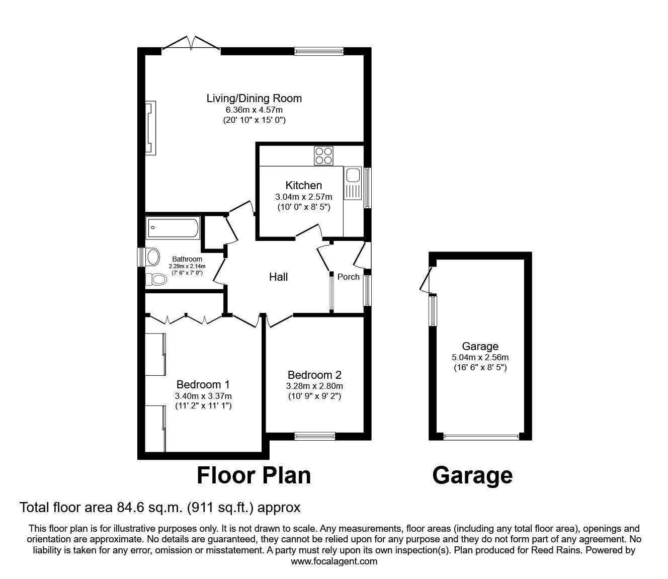 Floorplan of 2 bedroom Detached Bungalow for sale, St. Vincent Drive, Hartford, Cheshire, CW8