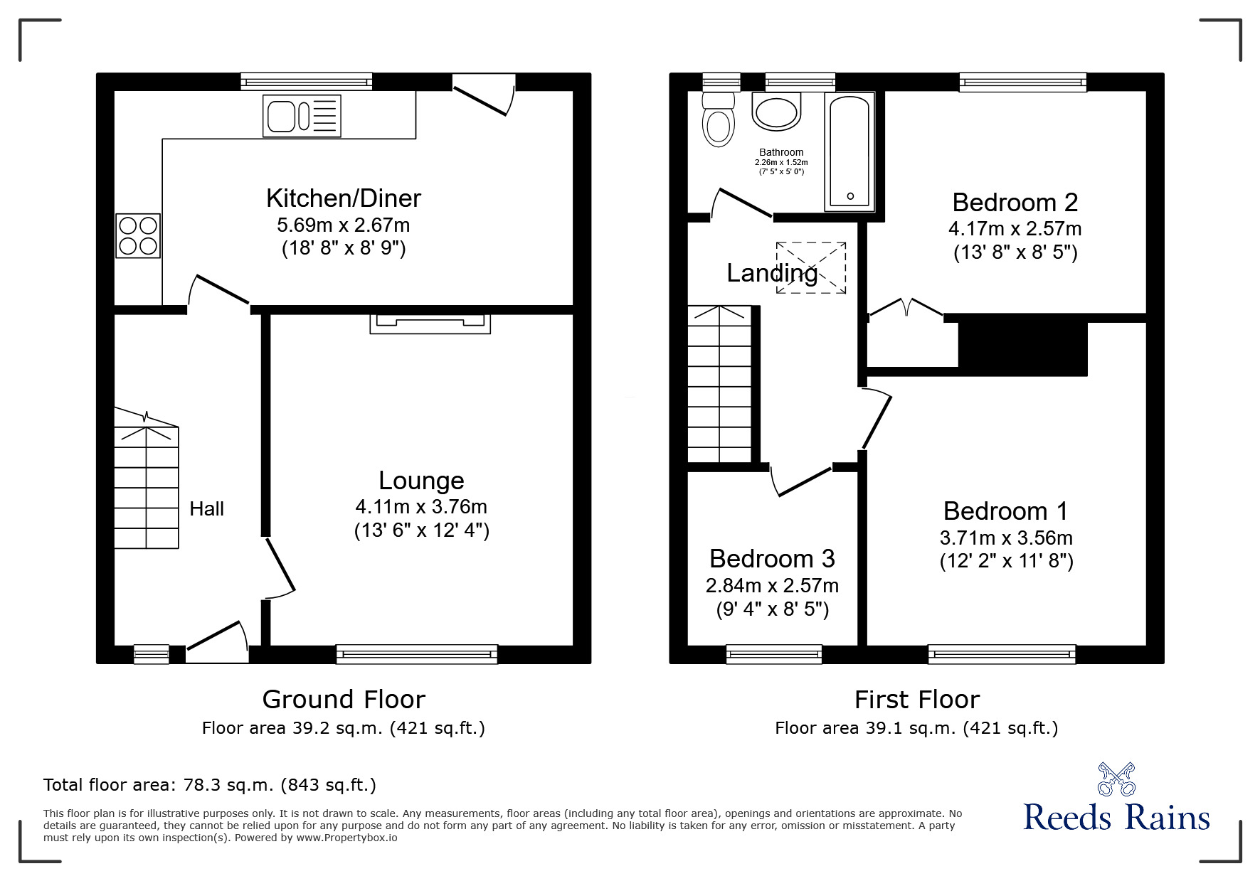 Floorplan of 3 bedroom Mid Terrace House for sale, Adlington Drive, Northwich, Cheshire, CW9