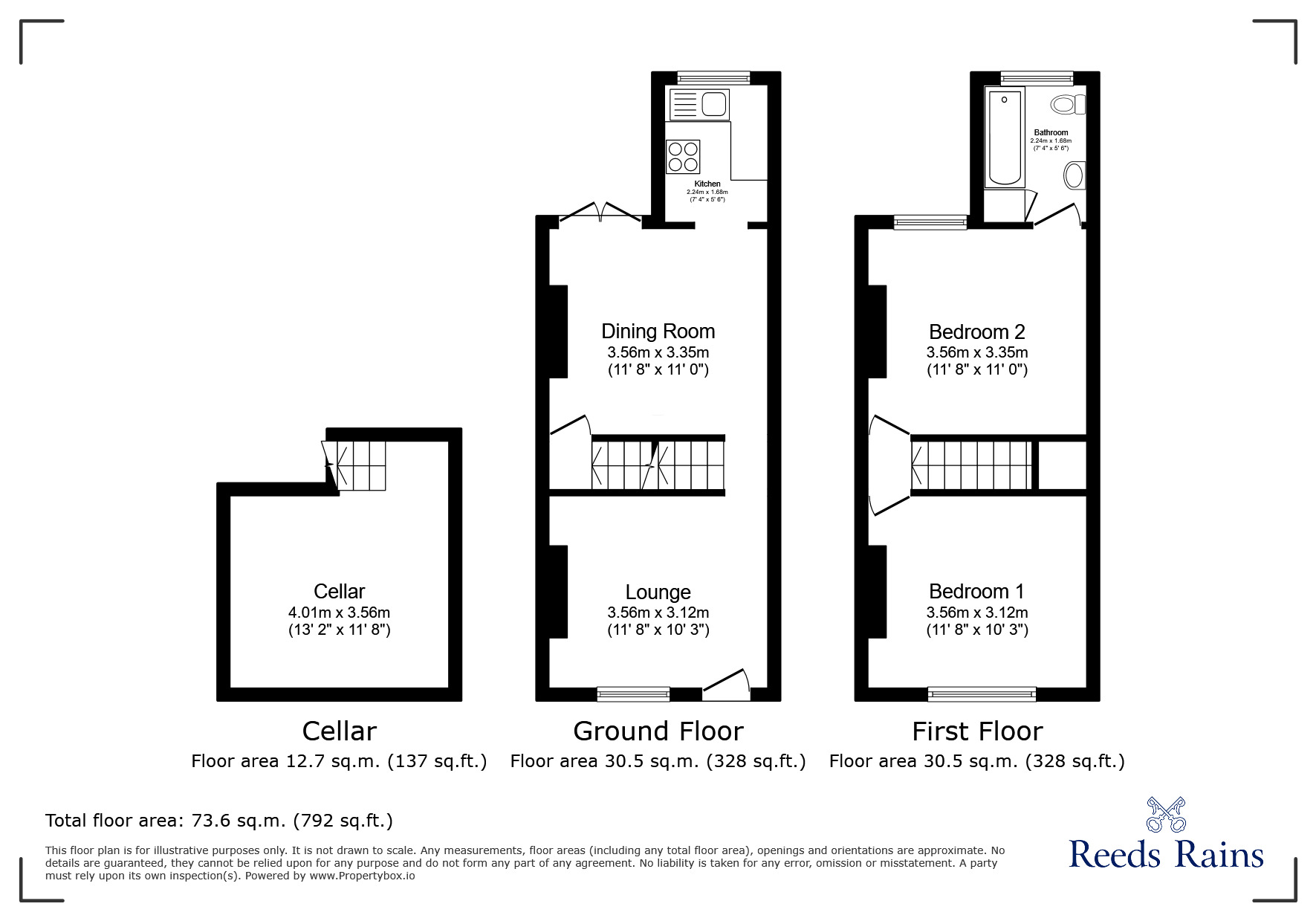 Floorplan of 2 bedroom Mid Terrace House for sale, Navigation Road, Northwich, Cheshire, CW8