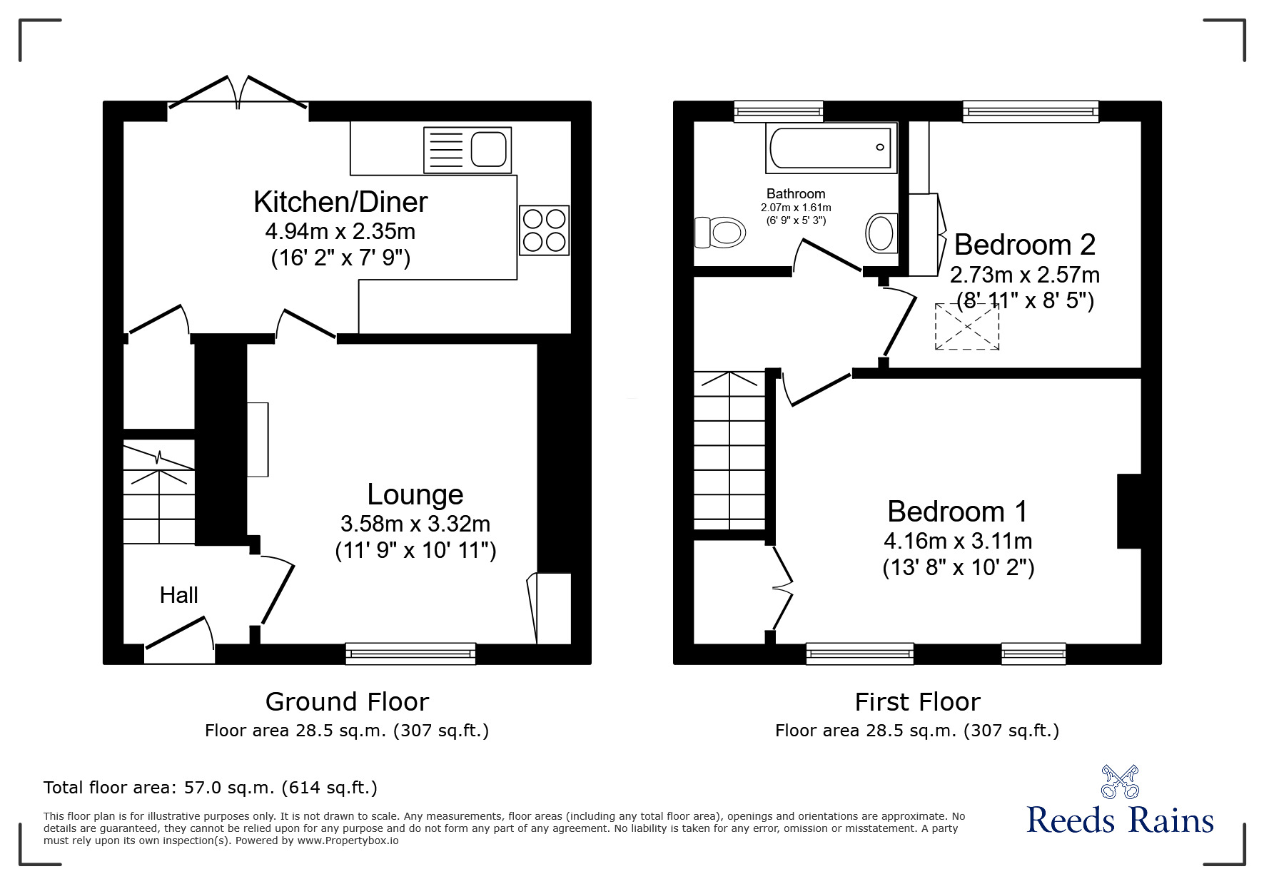 Floorplan of 2 bedroom Semi Detached House for sale, Melchett Crescent, Rudheath, Cheshire, CW9