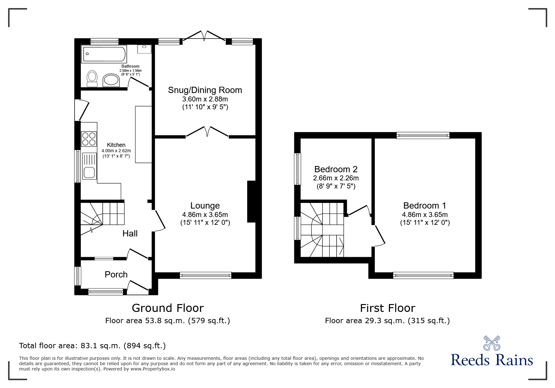 Floorplan of 2 bedroom Semi Detached House for sale, Gadbrook Road, Rudheath, Cheshire, CW9