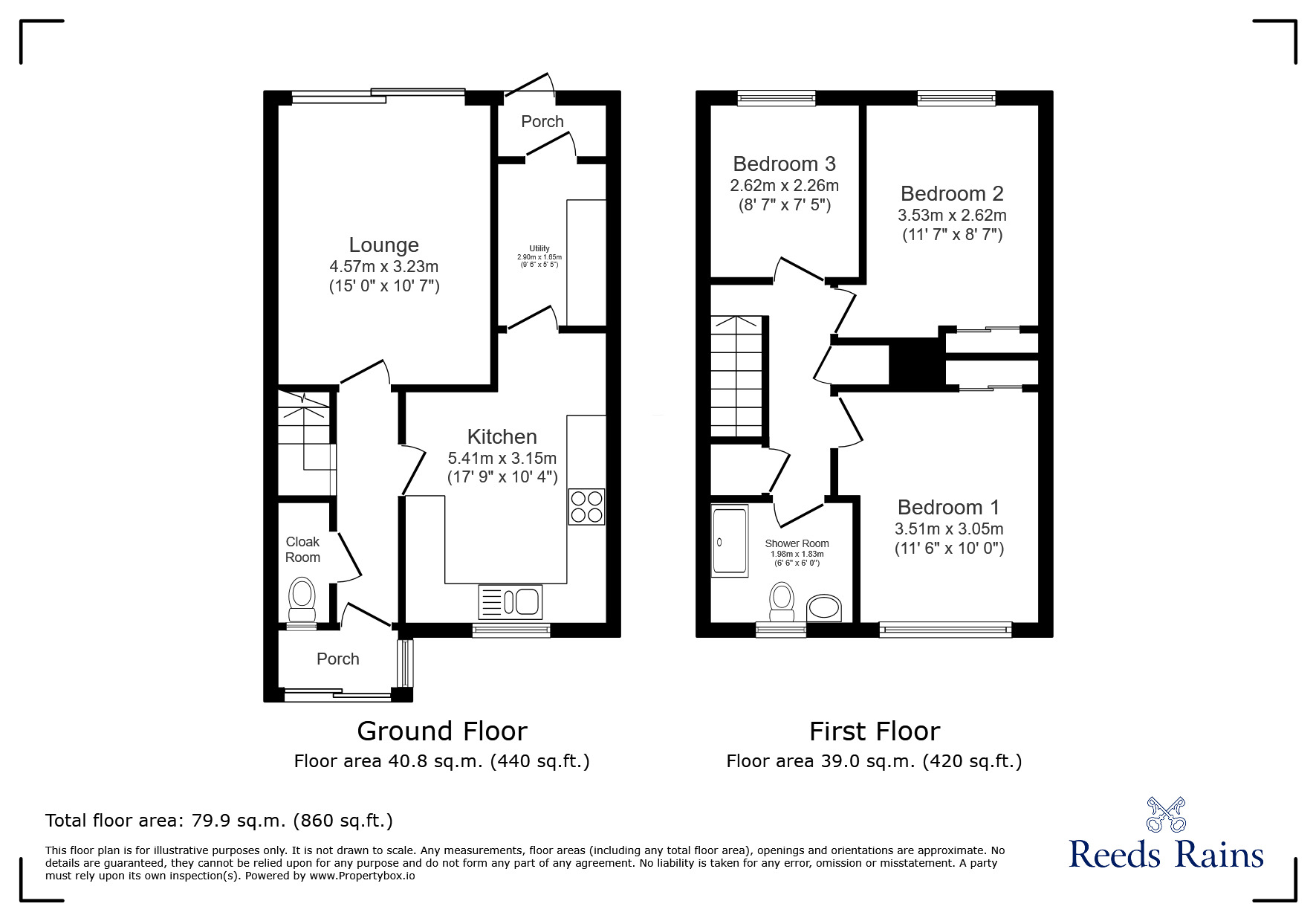 Floorplan of 3 bedroom End Terrace House for sale, St. Chads Fields, Cheshire, CW7