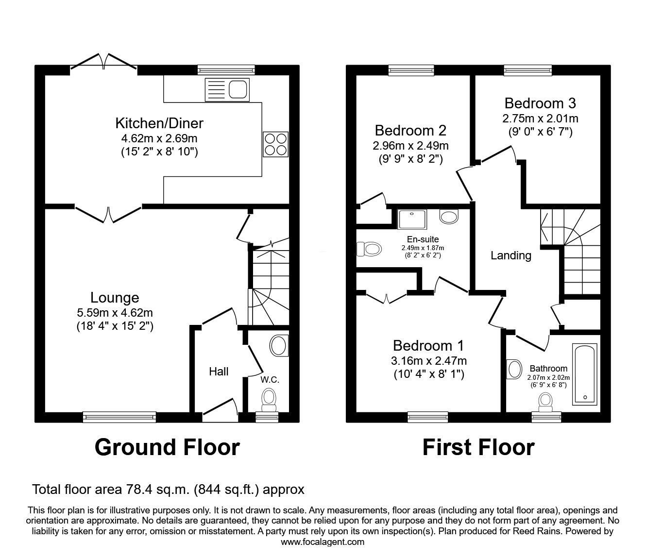 Floorplan of 3 bedroom Mid Terrace House for sale, White Hart Gardens, Hartford, Cheshire, CW8