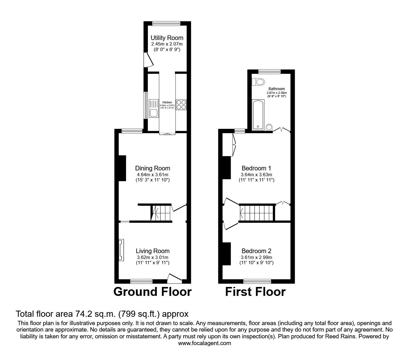 Floorplan of 2 bedroom Mid Terrace House to rent, Moreton Street, Northwich, Cheshire, CW8