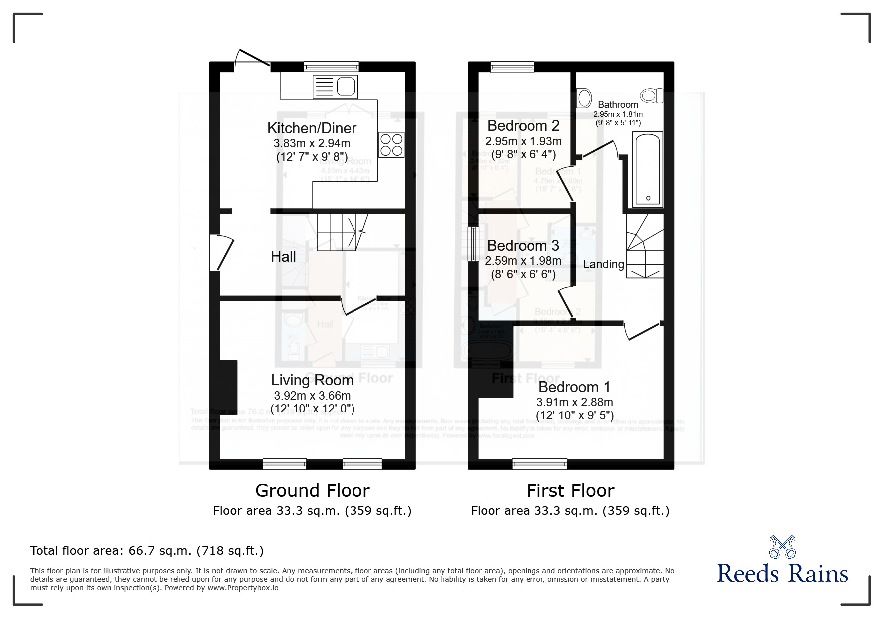 Floorplan of 3 bedroom End Terrace House to rent, Sutton Lane, Middlewich, Cheshire, CW10