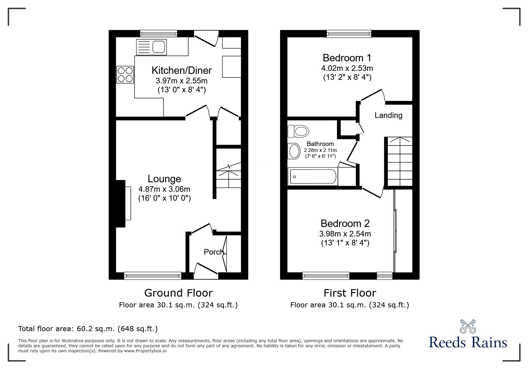 Floorplan of 2 bedroom Mid Terrace House for sale, Bowling Green Court, Northwich, Cheshire, CW8