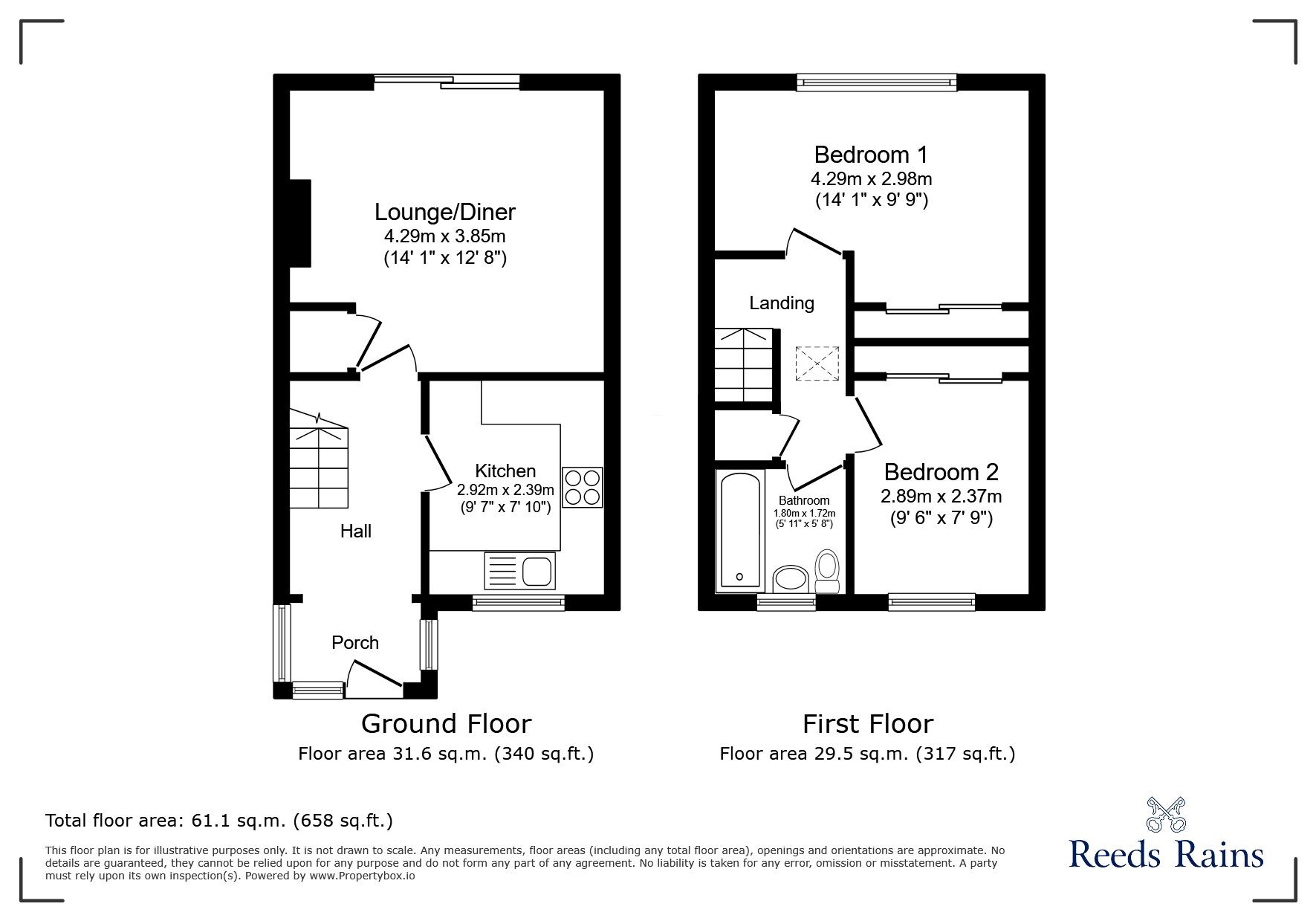 Floorplan of 2 bedroom Mid Terrace House for sale, Manley Close, Northwich, Cheshire, CW9