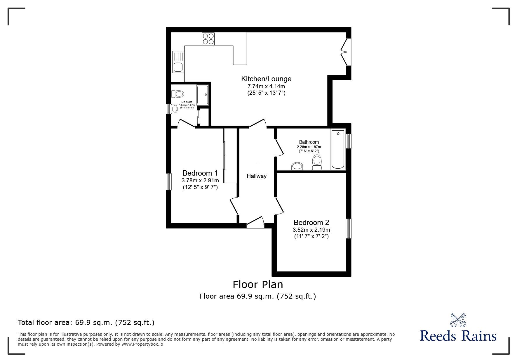 Floorplan of 2 bedroom Flat for sale, Tiverton Court, Northwich, Cheshire, CW9