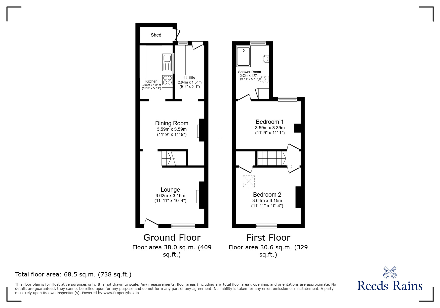 Floorplan of 2 bedroom Mid Terrace House for sale, Church Street, Moulton, Cheshire, CW9