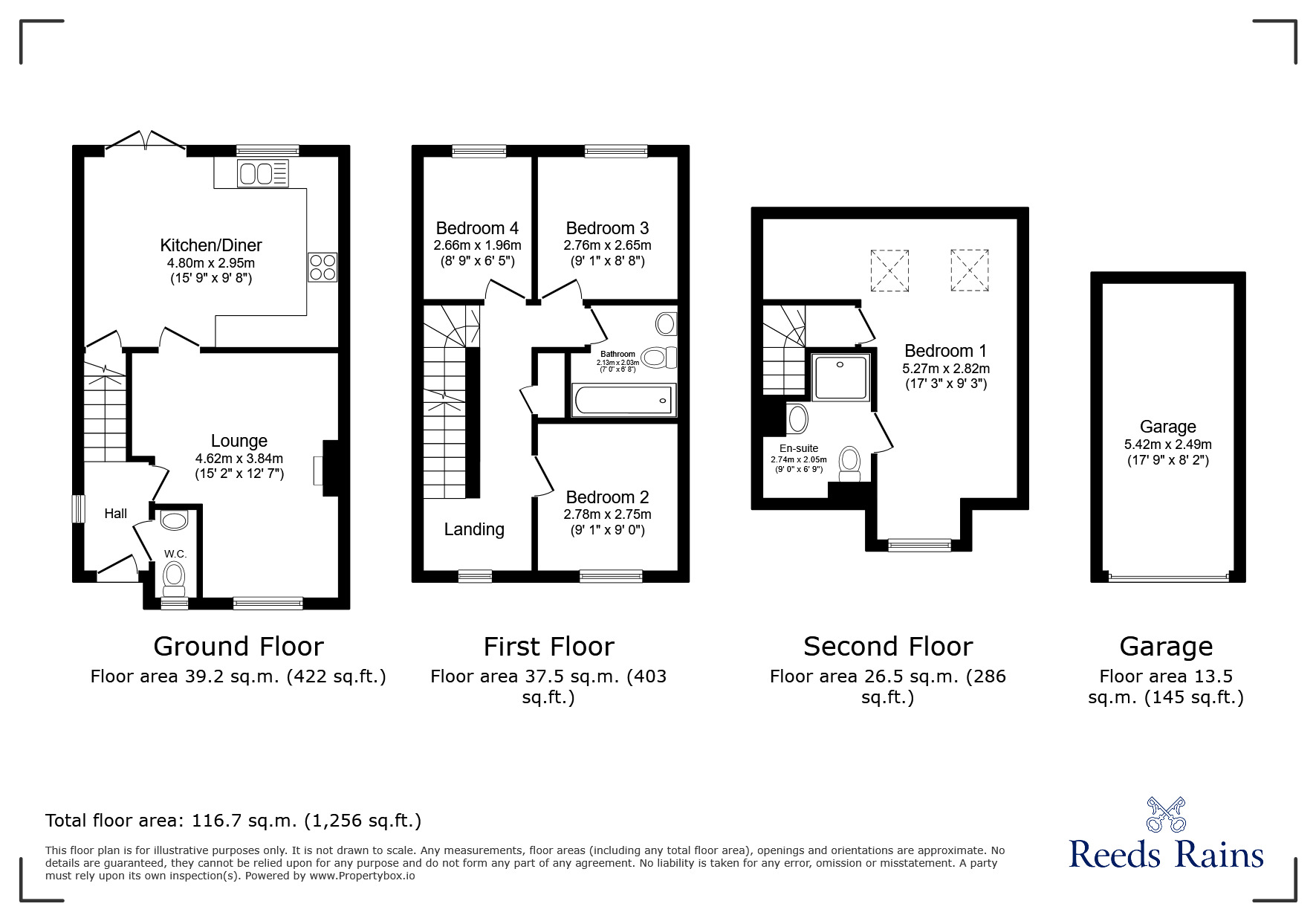 Floorplan of 4 bedroom Mid Terrace House for sale, Drillfield Road, Northwich, Cheshire, CW9