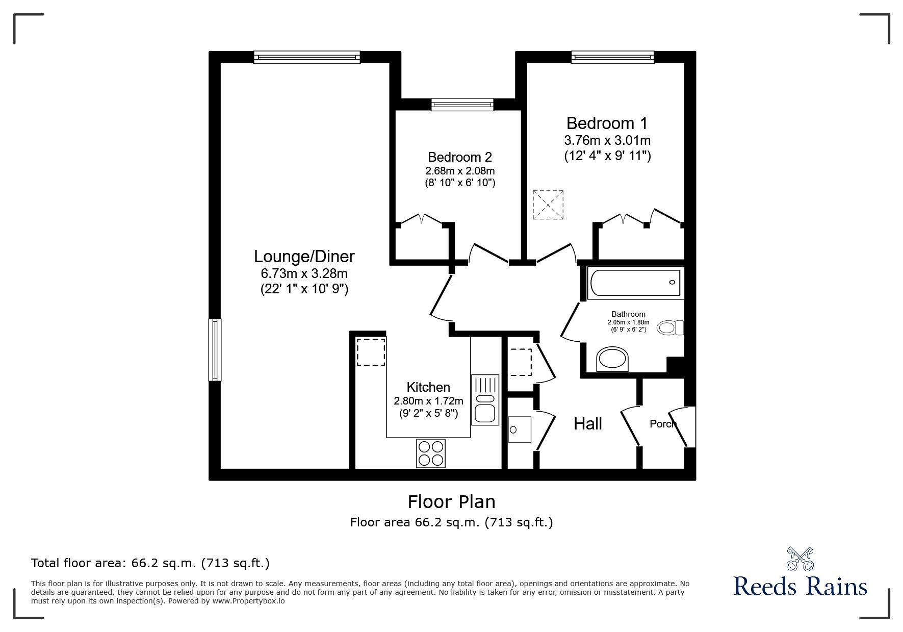 Floorplan of 2 bedroom Flat for sale, Arley Court, Wrenbury Drive, Cheshire, CW9