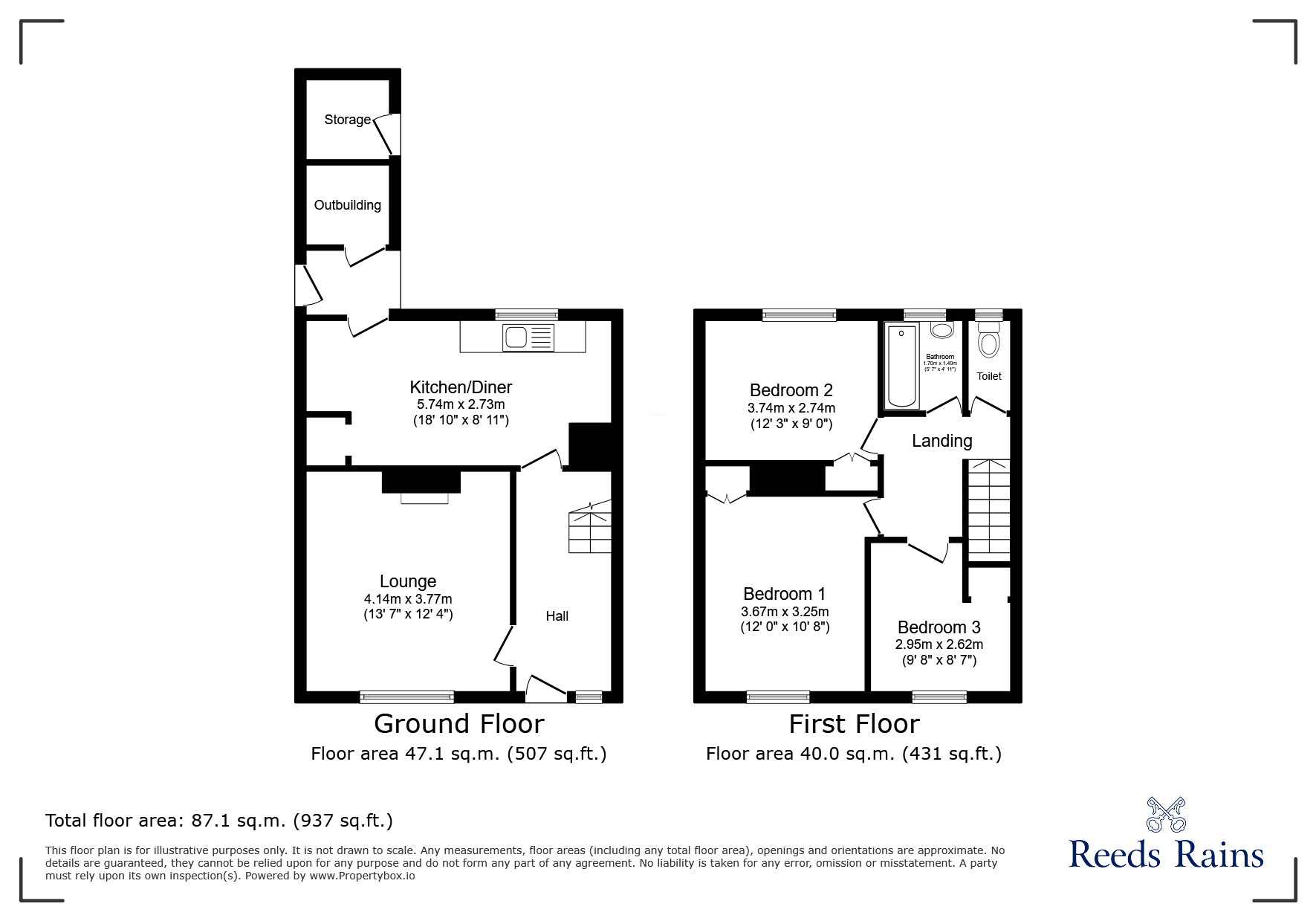 Floorplan of 3 bedroom Mid Terrace House for sale, Meadow Grove, Northwich, Cheshire, CW9