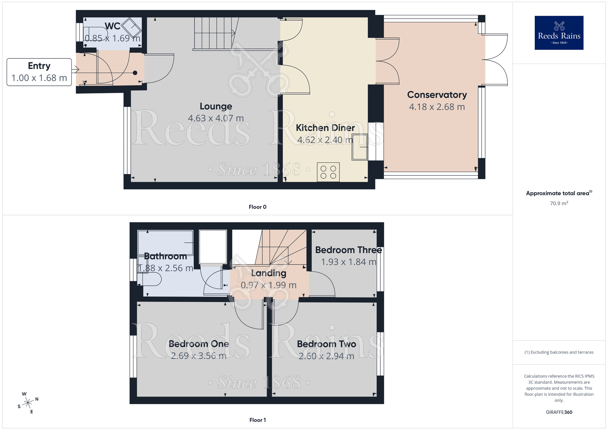 Floorplan of 3 bedroom Semi Detached House for sale, Cottage Close, Rudheath, Cheshire, CW9
