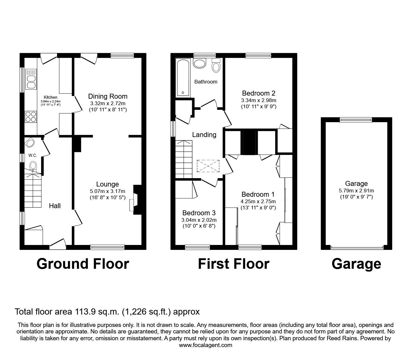 Floorplan of 3 bedroom Semi Detached House for sale, Warren Lane, Hartford, Cheshire, CW8