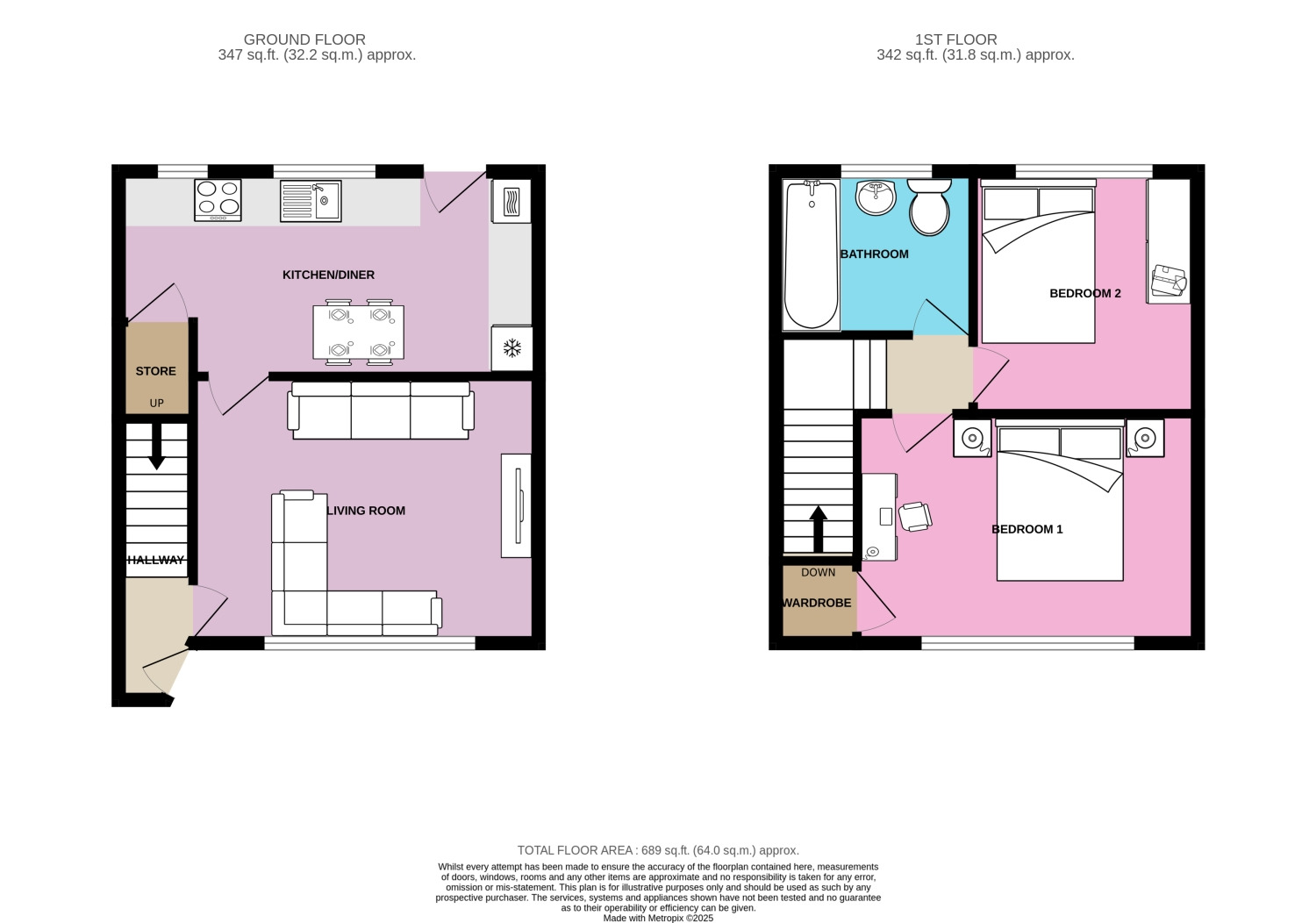Floorplan of 2 bedroom Mid Terrace House to rent, Fulwood Crescent, Nottingham, Nottinghamshire, NG8